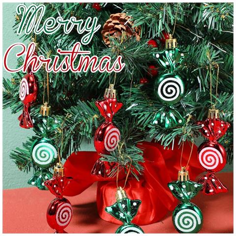 Mini Ornamenti Natalizi A Forma Di Caramella - Set Da 6, Decorazioni Festive Da Appendere All'albero Green - Foto 2