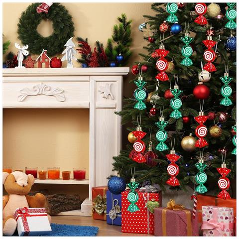 Mini Ornamenti Natalizi A Forma Di Caramella - Set Da 6, Decorazioni Festive Da Appendere All'albero Green - Foto 6