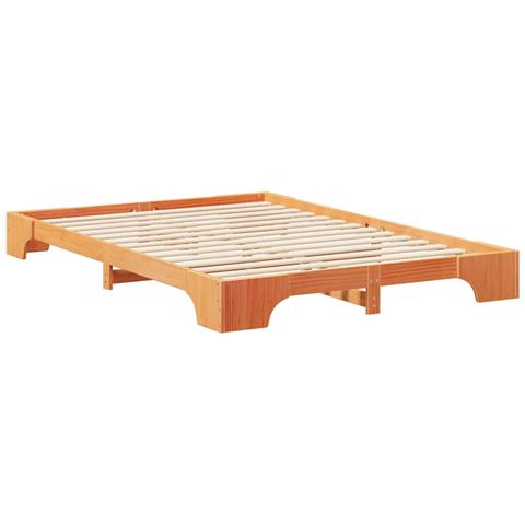 Struttura letto a terra Marrone Legno di pino massello - Foto 1