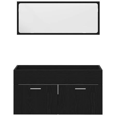Set di mobili per il bagno 4 pcs Rovere Nero 30 x 30 x 130 cm - Foto 9