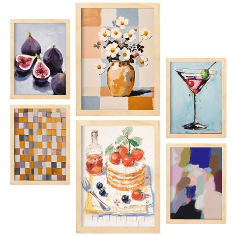Set Di 6 Stampe Mix Di Pancake In Set, Dipinti Decorativi Estetici Per Il Tuo Soggiorno, Camera Da Letto, Casa A3 & A4 Telaio In Legno Chiaro - Foto 1