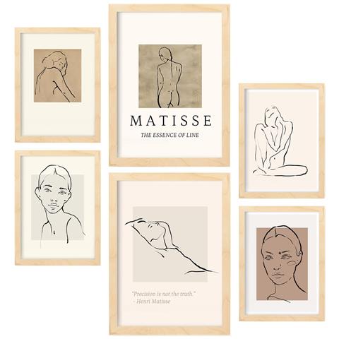 Set Di 6 Stampe Collezione Di Piatti Di Bellezza Con Collage Estetico Per La Decorazione D'interni A3 & A4 Telaio In Legno Chiaro - Foto 1