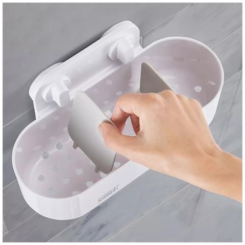 Cestello Doccia Grande Duo Shower Caddy Spazio Per Sapone Shampoo E Gel Doccia Divisori Regolabili Facile Installazione - Foto 2