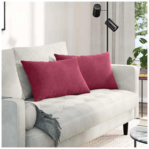 Cuscini da Divano 2 pcs Rosso Vino 60 x 40 cm Tessuto in Cords - Foto 2