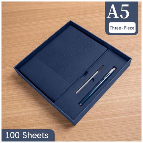 Quaderno A5 In Pelle Pu - 360 Pagine, Carta Spessa, Con Penna E Ricarica Blue - Foto 3
