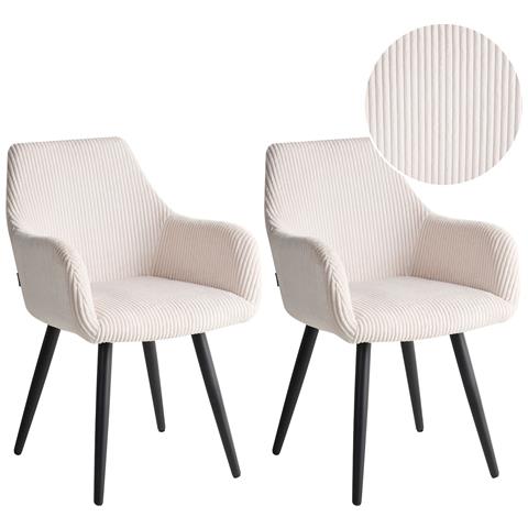 Set Di 2 Sedie Da Pranzo Mori Velluto A Coste Beige Chiaro - Foto 2