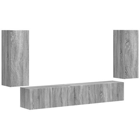 Set mobile TV 4 pcs Grigio Sonoma Legno multistrato - Foto 1