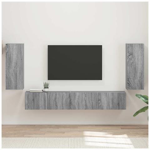 Set mobile TV 4 pcs Grigio Sonoma Legno multistrato - Foto 2