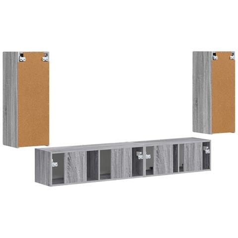 Set mobile TV 4 pcs Grigio Sonoma Legno multistrato - Foto 9