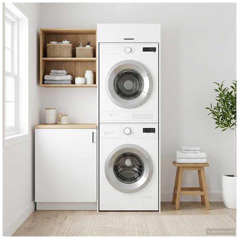 Mobiletto per lavatrice con porta Bianco 67,5 x 68 x 200 cm - Foto 2