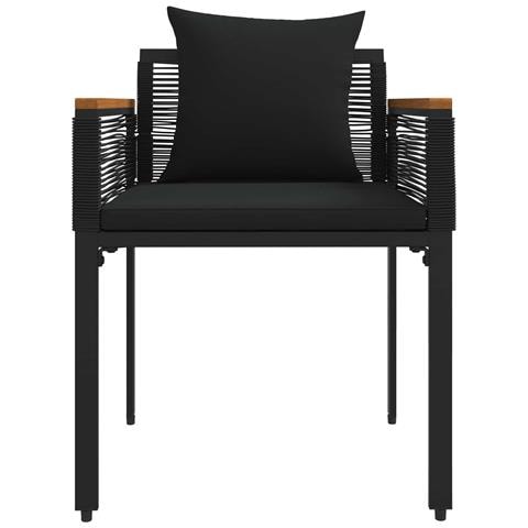 Set di Mobili da Esterno con cuscino 4 pcs Nero Rattan in PE - Foto 9