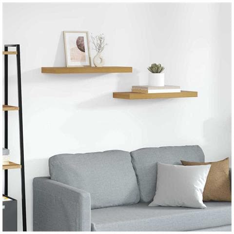 Scaffale da parete 2 pcs Beige 60 x 23,5 x 4 cm - Foto 2