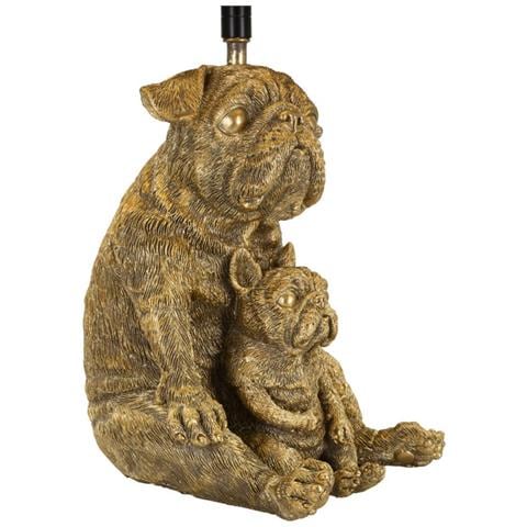Lampada Da Tavolo Dog In Resina Oro E Nero Con Paralume In Tessuto - Foto 2