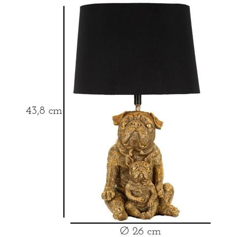 Lampada Da Tavolo Dog In Resina Oro E Nero Con Paralume In Tessuto - Foto 7