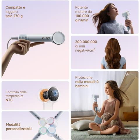 Dreame Mini Flow, 100000 Giri/min, 70 m/s, 58 dB, Bianco, 1,8 m, 1200 W - Foto 11
