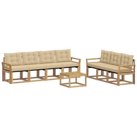 Set di divani da esterno con cuscino 8 pcs Bianco e Beige - Foto 1