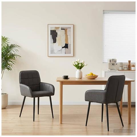 Sedie da pranzo 2 pcs Similpelle Nero 57 x 50 x 85 cm - Foto 2