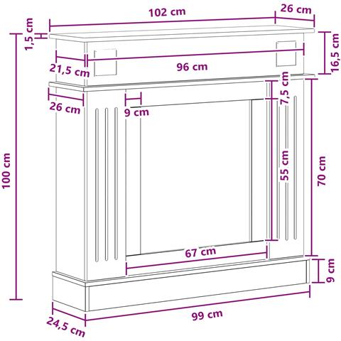 Cornice per camino Legno antico 102 x 26 x 100 cm - Foto 9