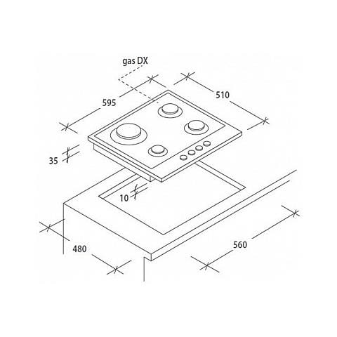 Piano Cottura CHW6BRX a Gas 4 Fuochi Gas Colore Inox - Foto 2