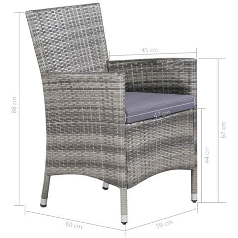 Set da Pranzo da Giardino 11 pz con Cuscini Polyrattan Grigio - Foto 2