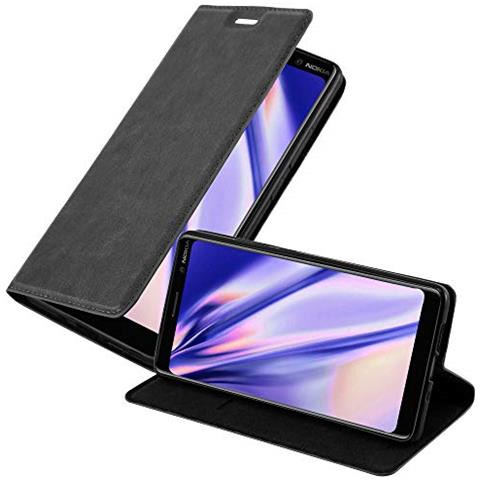 Custodia Compatibile Con Nokia 7 Plus In Nero Di Notte - Coperchio Protettiva Con Chiusura Magnetica, Funzione Stand E Tasca Per Le Carte - Foto 1