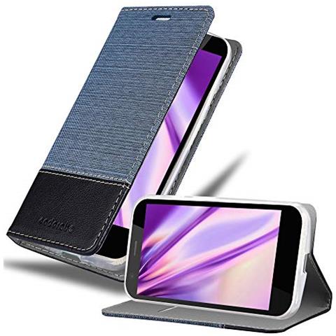 Custodia Compatibile Con Motorola Moto G2 In Blu Scuro Nero - Coperchio Protettiva Con Chiusura Magnetica, Funzione Stand E Tasca Per Le Carte - Foto 1
