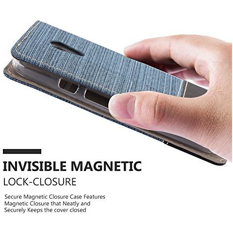 Custodia Compatibile Con Motorola Moto G2 In Blu Scuro Nero - Coperchio Protettiva Con Chiusura Magnetica, Funzione Stand E Tasca Per Le Carte - Foto 2