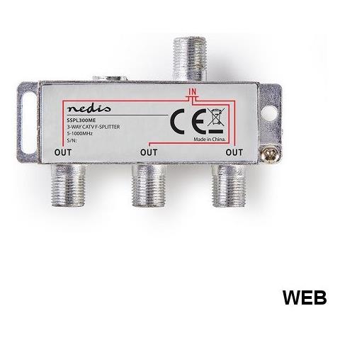 Splitter F Catv | Attenuazione Max. 6,8 Db | 5-1000 Mhz | 3 Uscite - Foto 1