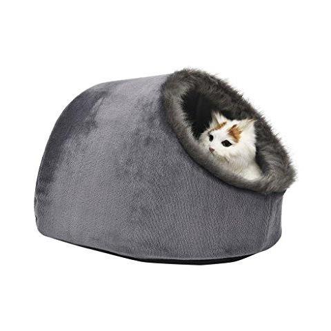 Cat Piccolo Cane Accogliente Bed Animali Igloo Letto Hideout Cave Cuscino Lavabile Grigio - Foto 1