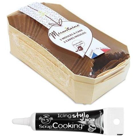 2 Stampi Per Torta In Legno 21 Cm + Penna Per Glassa Nera - Foto 1