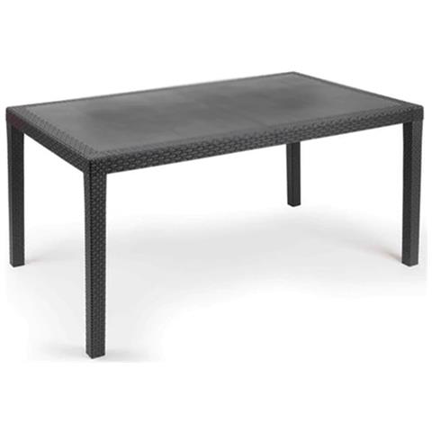 Tavolo Effetto Rattan Joker Antracite Cm 138x78xh72 - Foto 1