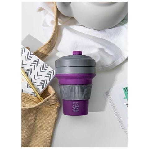 Silicone Collapsible Travel Mug 350ml. - Purple - Foto 1