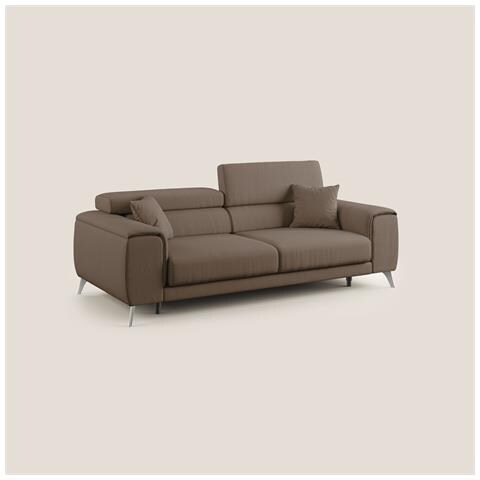 Fusion Divano con sedute allungabili in tessuto smacchiabile T05 215 cm marrone - Foto 1