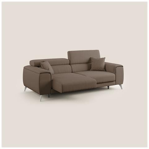 Fusion Divano con sedute allungabili in tessuto smacchiabile T05 215 cm marrone - Foto 3