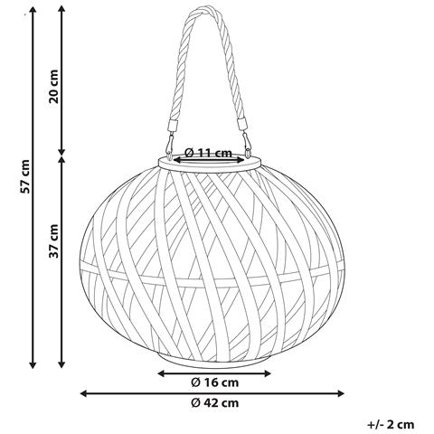 Lanterna Di Bambù 37 Cm Naturale E Nero Besah - Foto 2