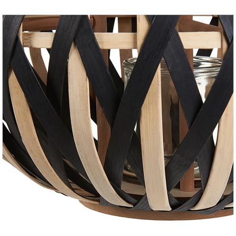 Lanterna Di Bambù 37 Cm Naturale E Nero Besah - Foto 5