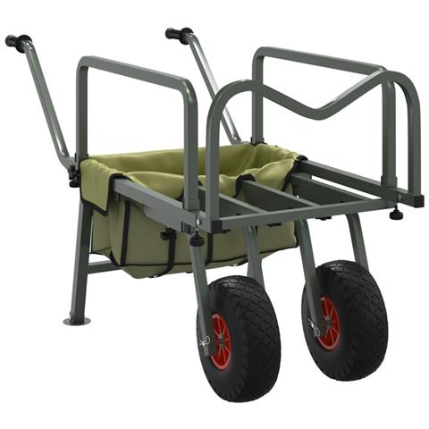 Carrello Da Pesca Verde Con 2ruote Acciaio Verniciato A Polvere - Foto 2