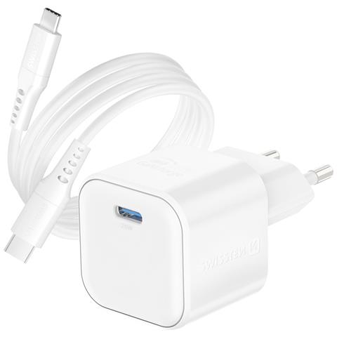 Caricabatterie Usb-c Gan 20w Compatto Con Cavo Usb-c Da 1 Metro E 20, Bianco - Foto 1