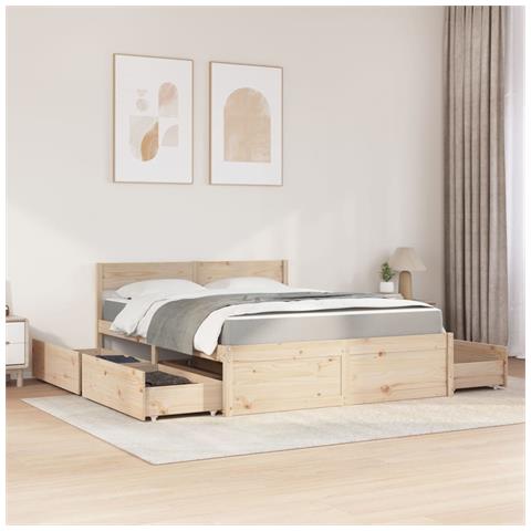 Giroletto Con Cassetti E Materasso 160x200 Cm Pino Massello - Foto 2