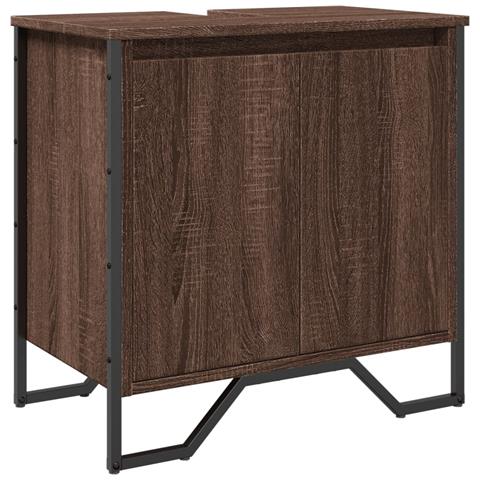 Mobile Lavabo Bagno Rovere Marrone 60x35x60cm In Truciolato - Foto 2