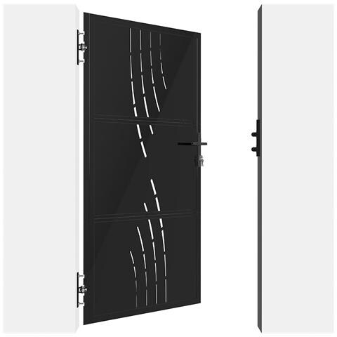 Cancello In Acciaio 1m Nali Veleta H. 180cm Nero Opaco + 2 Pali Dario In Acciaio - Foto 2