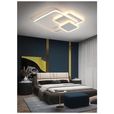 Plafoniera Led Luce Calda Lampadario 3 Quadrati 48 Watt Quadrato Moderno - Foto 1