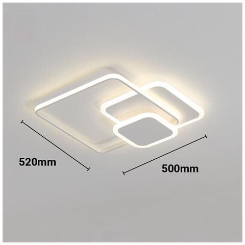 Plafoniera Led Luce Calda Lampadario 3 Quadrati 48 Watt Quadrato Moderno - Foto 6