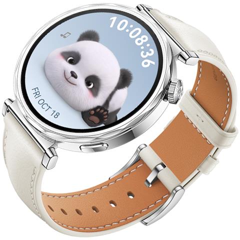 Cinturino In Vera Pelle Per Huawei Watch Gt5 - 18mm White + Silver - Foto 2