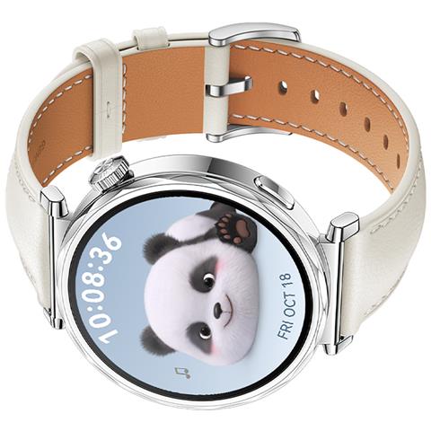 Cinturino In Vera Pelle Per Huawei Watch Gt5 - 18mm White + Silver - Foto 3