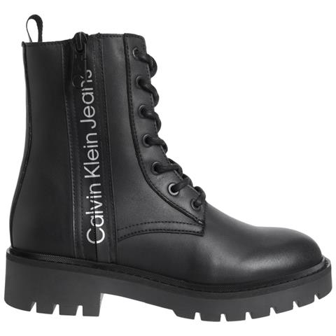 Combat Laceup Boot Zip Stivaletti Pelle Scarpe Donna Nero Eu 41, Yw0yw01035 Beh - Foto 1