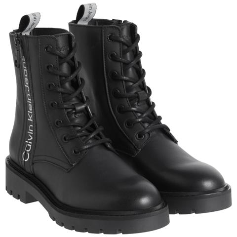 Combat Laceup Boot Zip Stivaletti Pelle Scarpe Donna Nero Eu 41, Yw0yw01035 Beh - Foto 2