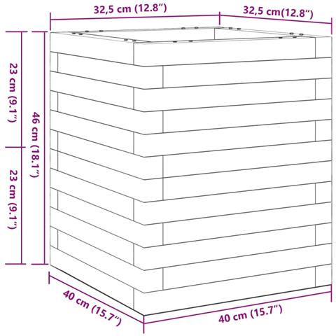 Fioriera Giardino Marrone Cera 40x40x46 cm Legno Massello Pino - Foto 2