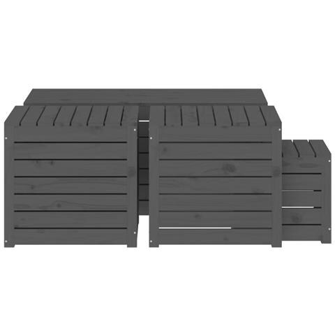 Set Cassette da Giardino 4 pz Grigio in Legno Massello di Pino - Foto 2