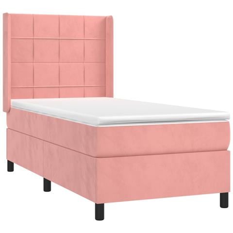 Letto a Molle con Materasso e LED Rosa 100x200 cm in Velluto - Foto 8